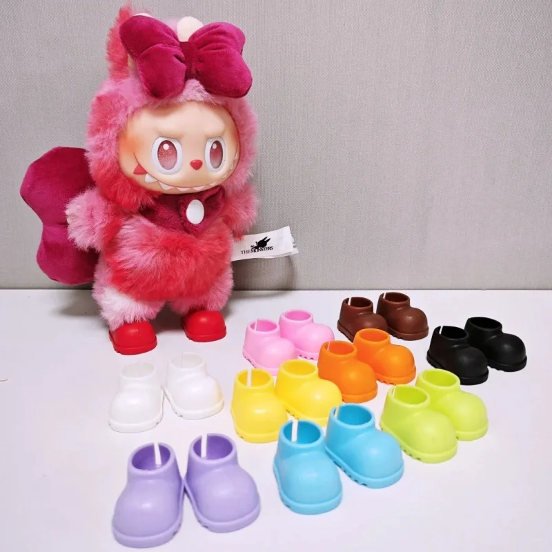 

(Only Shoes) Labubu 17cm Cotton Dolls Shoes V1V2V3 Toys Plastic Colorful Short Rain Boots Dolls Accessories For Labubu Outfits
