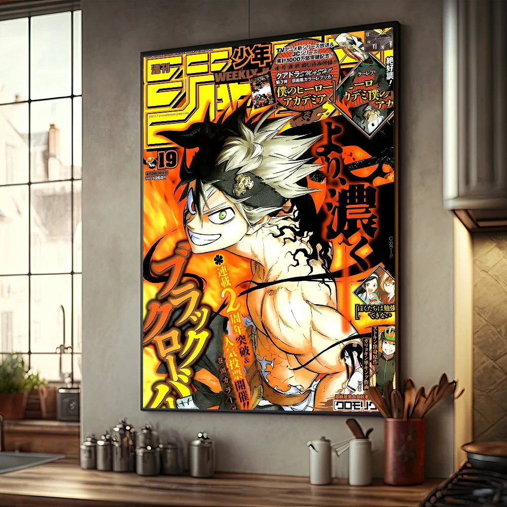 Japanese Anime Black Clover Self-adhesive Art Poster Waterproof Paper Sticker Coffee House Bar Posters Wall Stickers