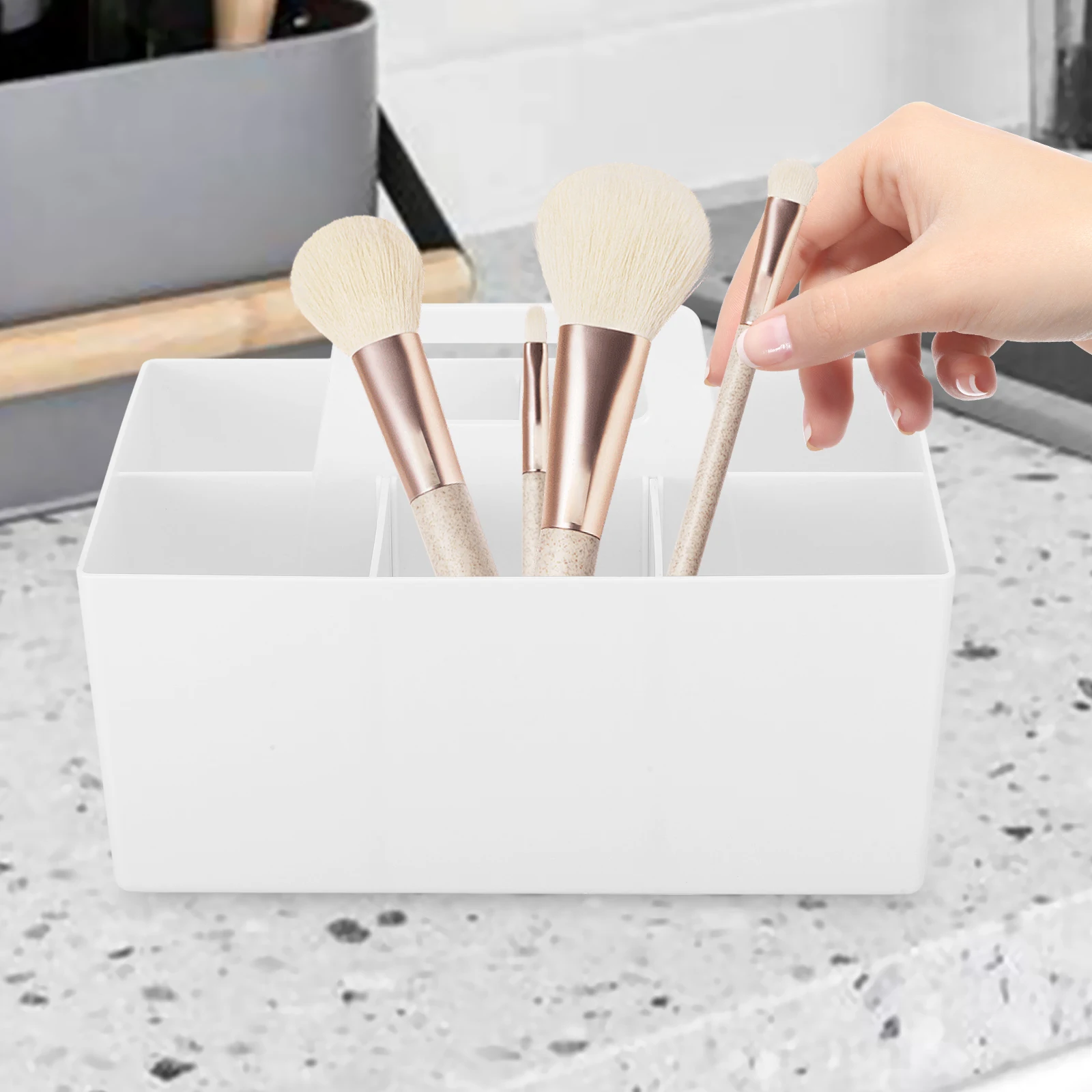 

Multifunctional Storage Box Bedroom Organizer Desktop Stationery Holder Stackable Makeup Brush Storage Case Durable