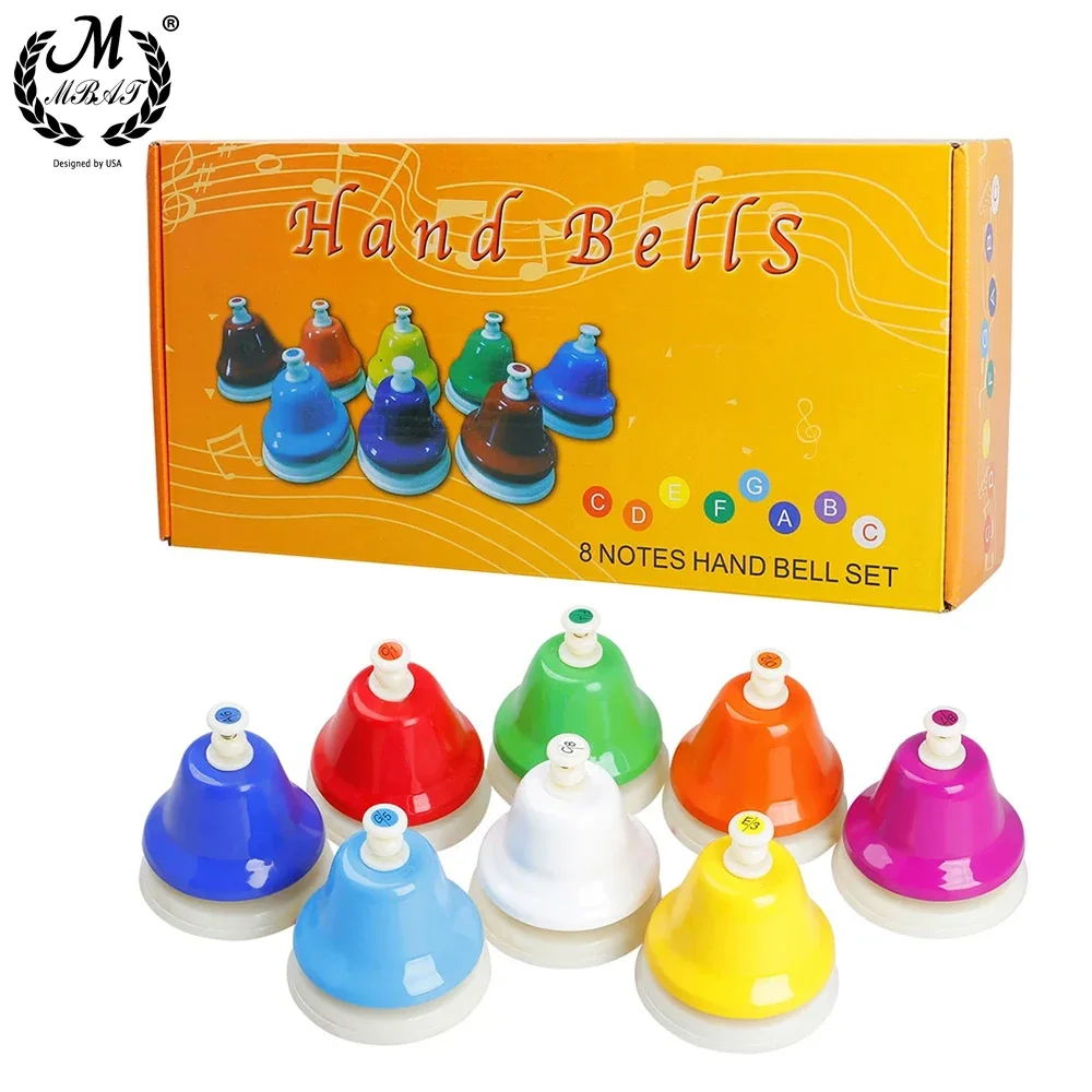 M MBAT Colorful 8-Note Hand Bell Orff Musical Instrument Children\'s Music Toy Baby Early Education Beautiful Christmas Gift