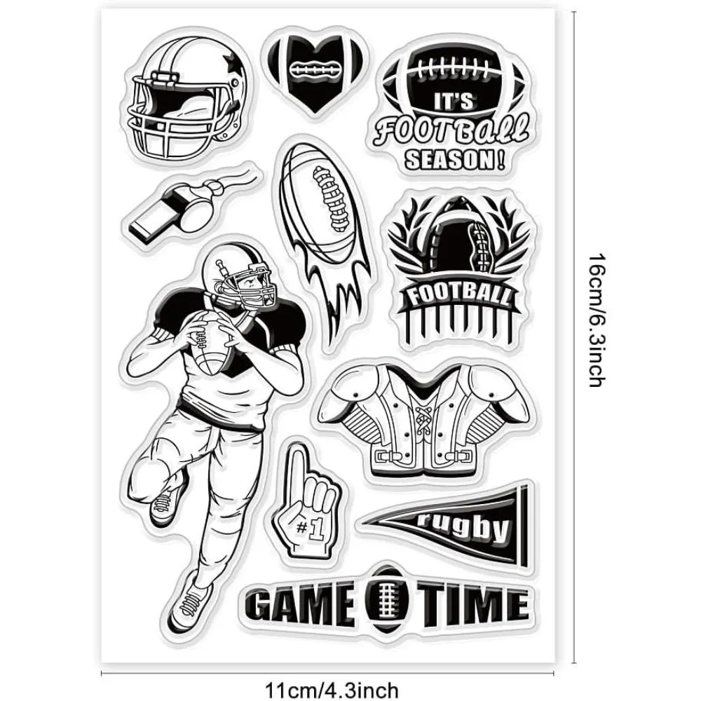 Football Silicone Stamps Sports Ball Clear Stamps Football Player Transparent Stamp Rubber Stamp for Card Making Player Party