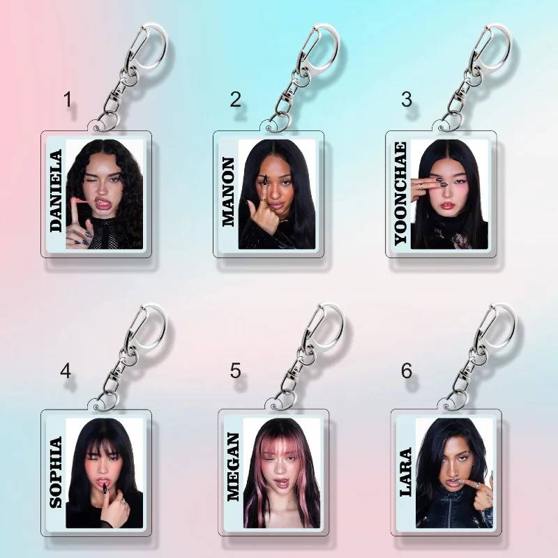 Брелок KATSEYE с акриловым принтом, подвеска-светка, аксессуары для рюкзака, брелок для ключей Lara Megan Sophia Manon, подарок для фанатов