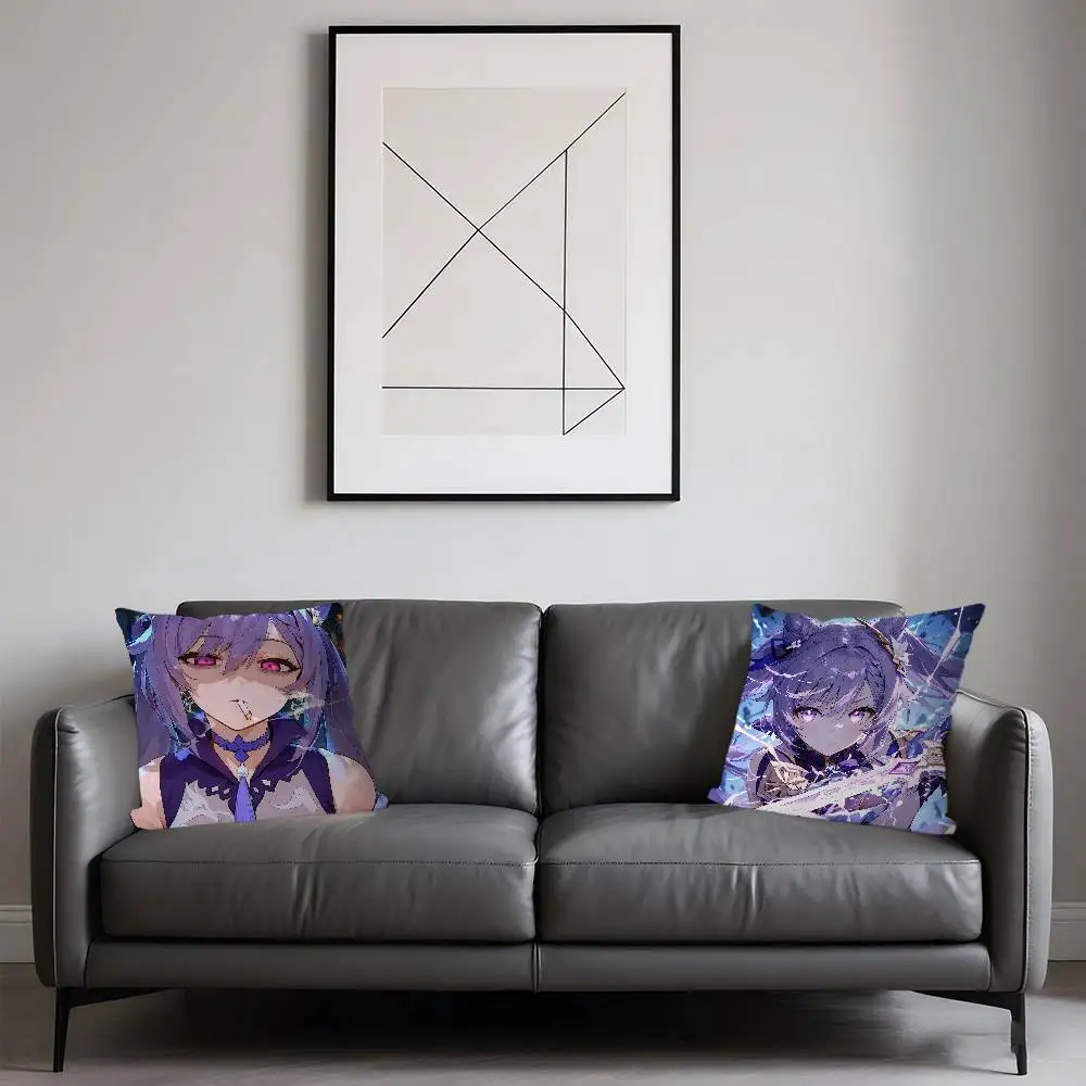 

Genshin Impact Keqing Anime Cushion Cover Decorative Pillow Sofa Home Decor Case Pillow Cases