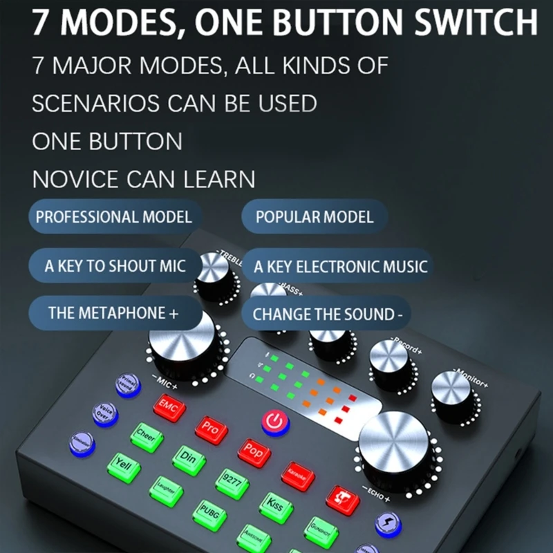 Podcast Microphone Sound Card Mixer Sound Board with Voice Changer Podcast Equipment Condenser Microphone for Phone/PC