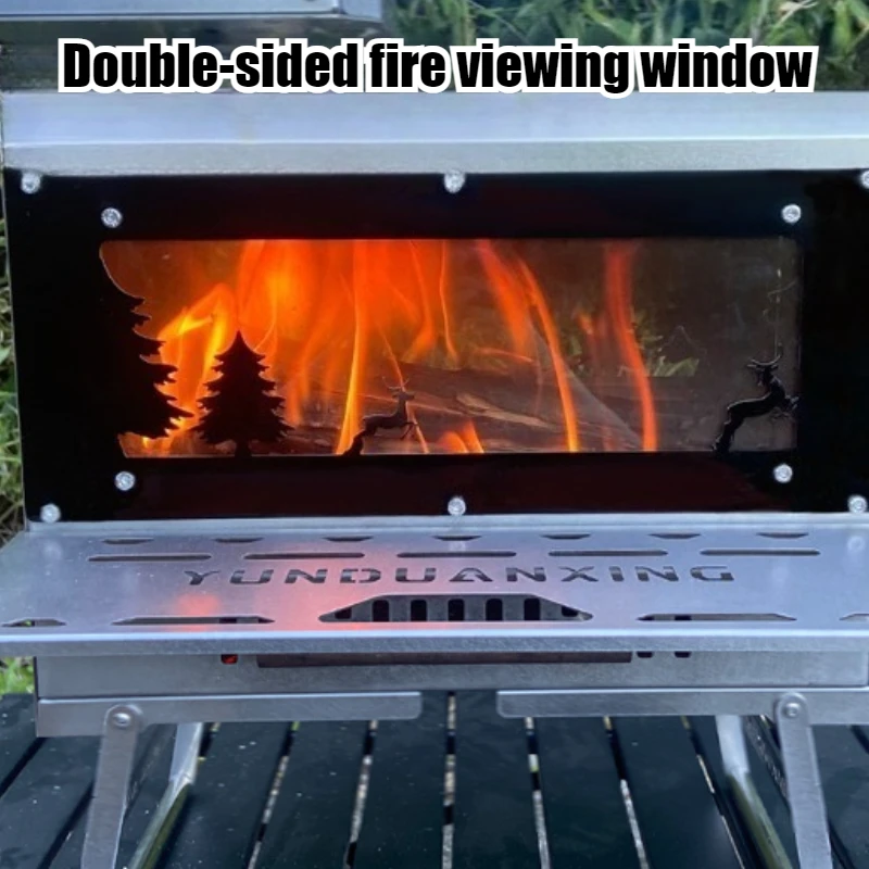 Outdoor Multifunctional Firewood Stove Portable Folding Secure Stable Camping Cooking Heating Stove Detachable Camping Supplies