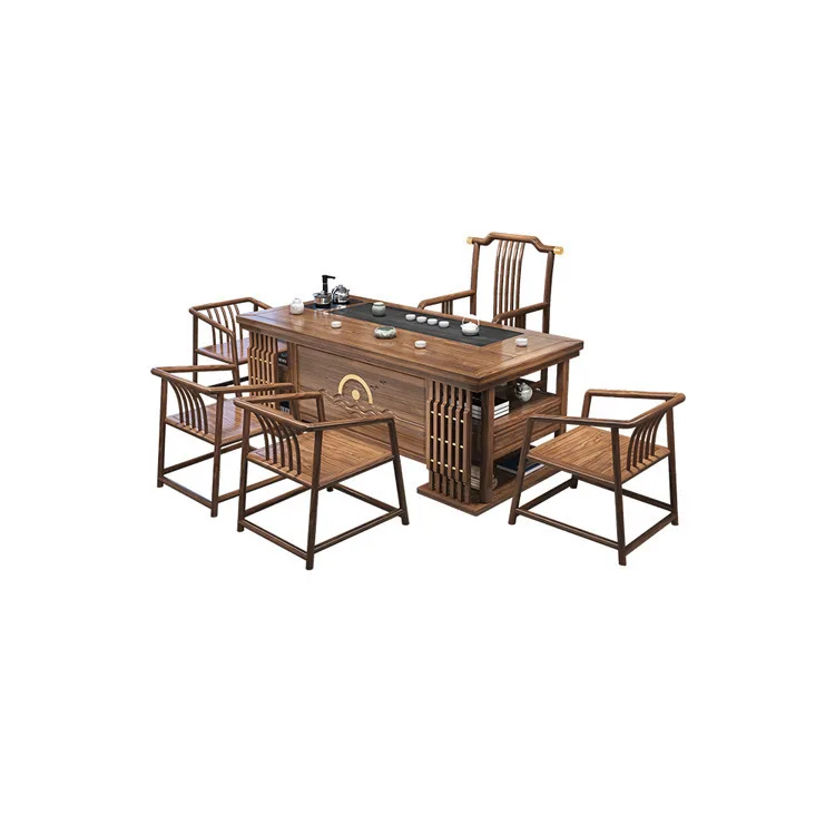 

New Chinese tea table, chair combination modern simple kung fu tea table zen, all solid wood tea table