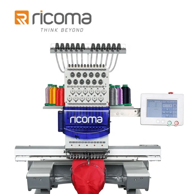 RiCOMA TC-1501 Single Head Embroidery Machine Computerized 12/15 need.le Capable for T-shirt/Flat/Cap Embroidery Commercial Used