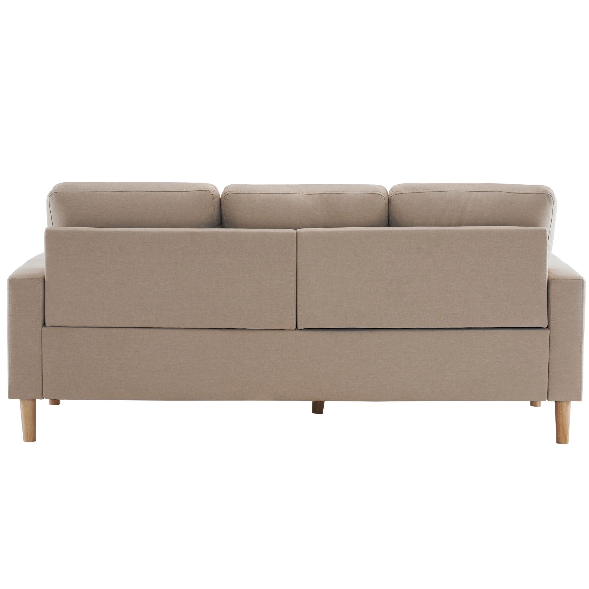 6.5ft 3 Seater Sofa Multi-functional Toffee Seat with Removable Footrest Sofa can be Fitted with Solid Wood Footrests(Beige)