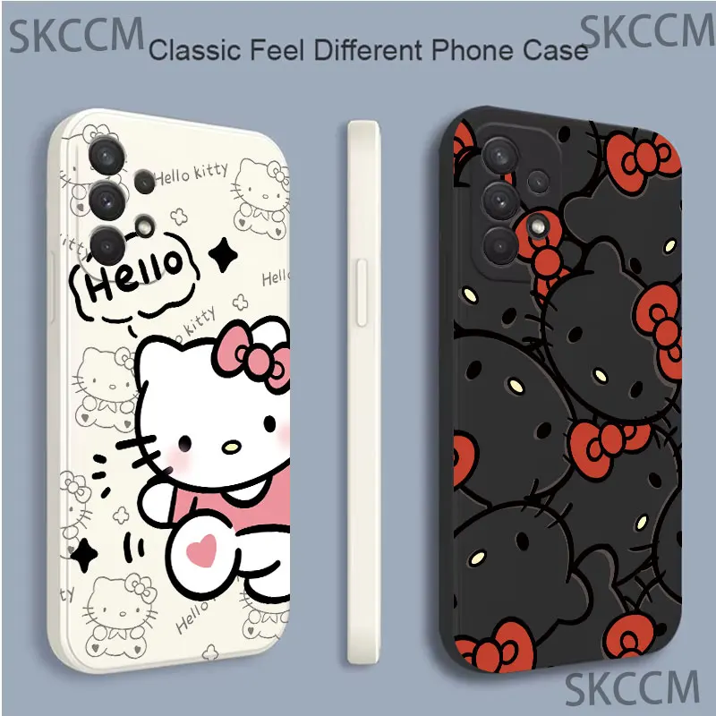 Sanrio Hello Kitty KT Head CutePhone Case For Samsung Galaxy S24 Ultra S23 FE S22 S20 Plus A35 A50 A51 A54 A55 A71 A72 A73 Cover