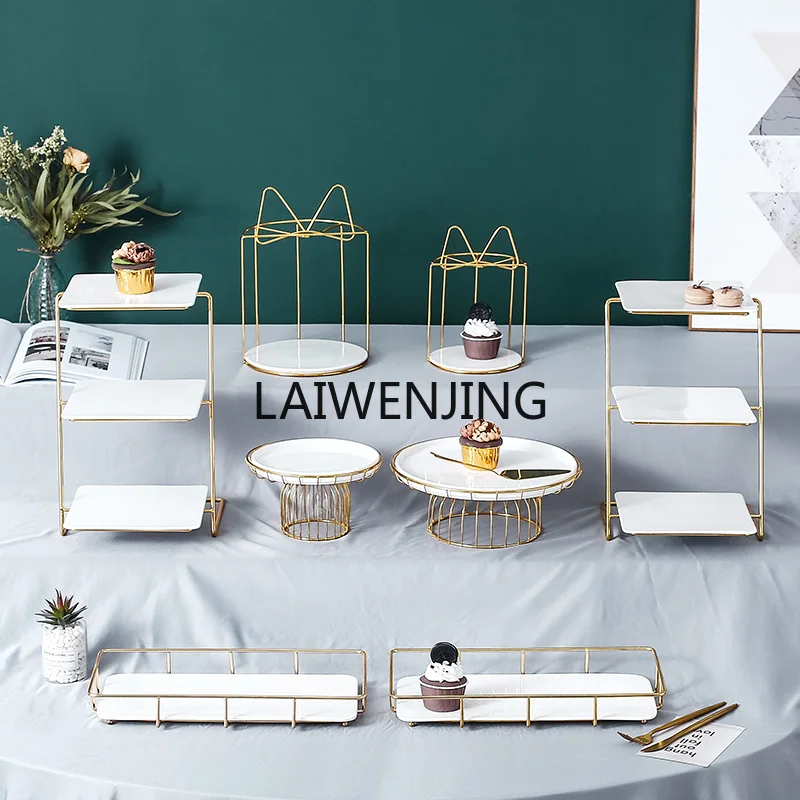 LYN Light Luxury Ceramic Dessert Display Stand Outdoor Dim Sum Tray Pastry Table Wedding Arrangement