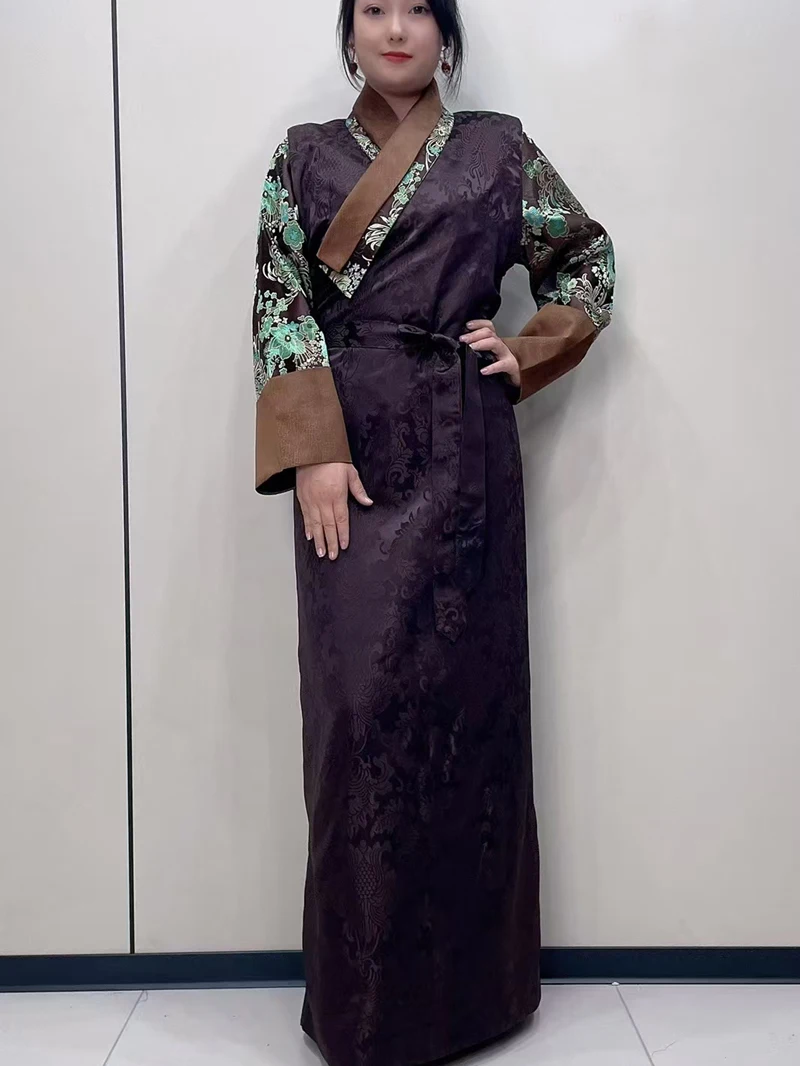 Shopping Photography Tibetan Clothing Fashion Double Collar Dress Four Seasons Long Ethnic Skirt