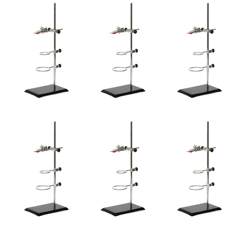 

6X Laboratory Grade Metalware Support Stand, Cork Lined Burette Clamp With 2 Retort Ring (2Inch,3Inch Dia)