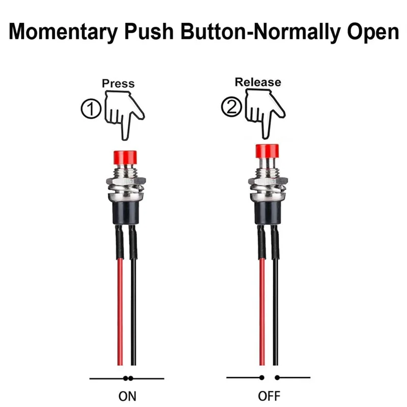 

ABZV-12 шт. 7 мм ВКЛ/ВЫКЛ 2-контактная круглая кнопка мини-мгновенные кнопочные переключатели многонапряжения 3 В-230 В/1 А для железной дороги