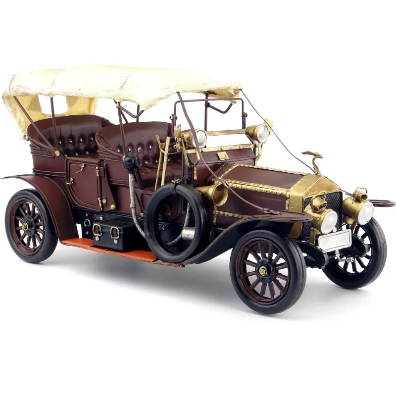 

Vintage tin classic car model 1909 silver window bar decoration