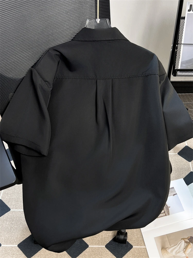 

Light Blue Zipper ort Sve Men's irt oulder Pads Summer Trendy Brand Haome High Street Seven-Foot Sve irt