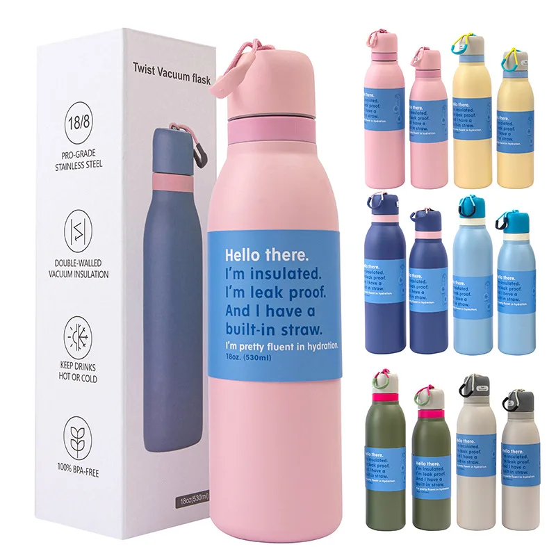 Nouvelle tasse isolée minimaliste en acier inoxydable 304, double tasse à boire, tasse de voyage de sport Portable en plein air, bouteille thermique 500ML/750ML