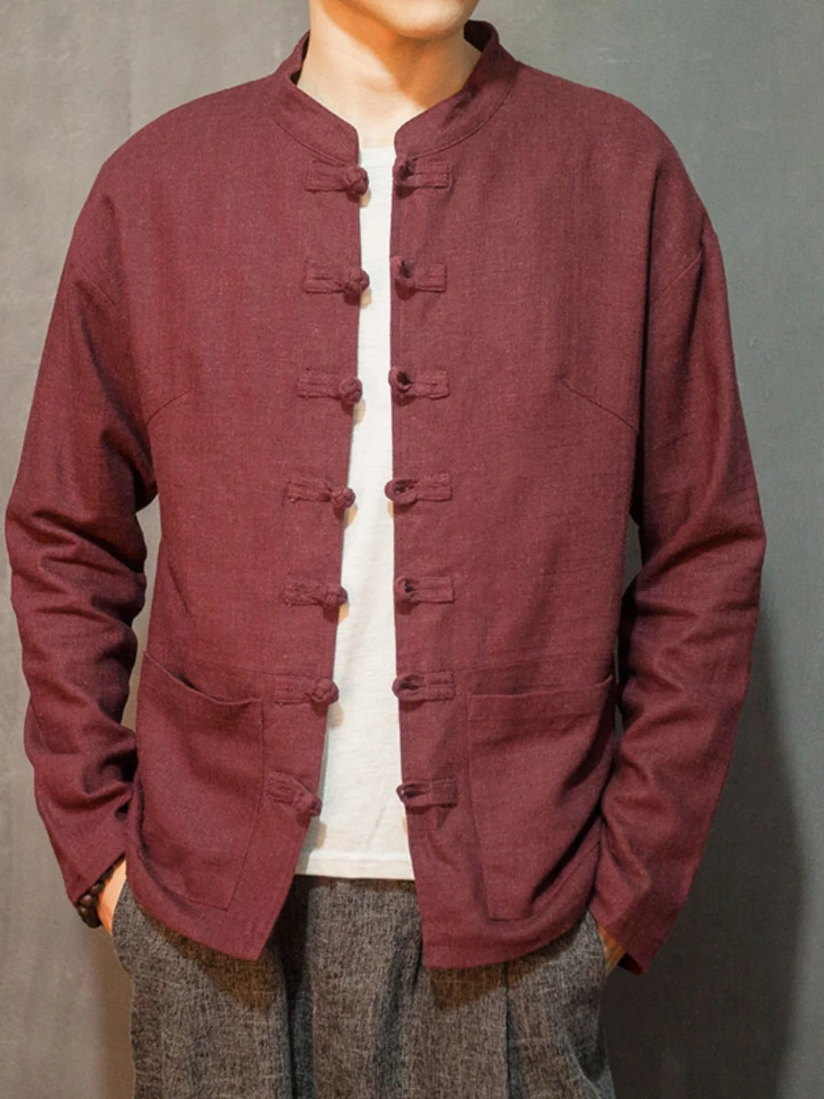 

Men's Slim Fit Linen Cotton Spring Autumn Jaet Chinese Sle Tang Suit Zen Study Hanfu Trendy Outerwear Youth ular Long ...