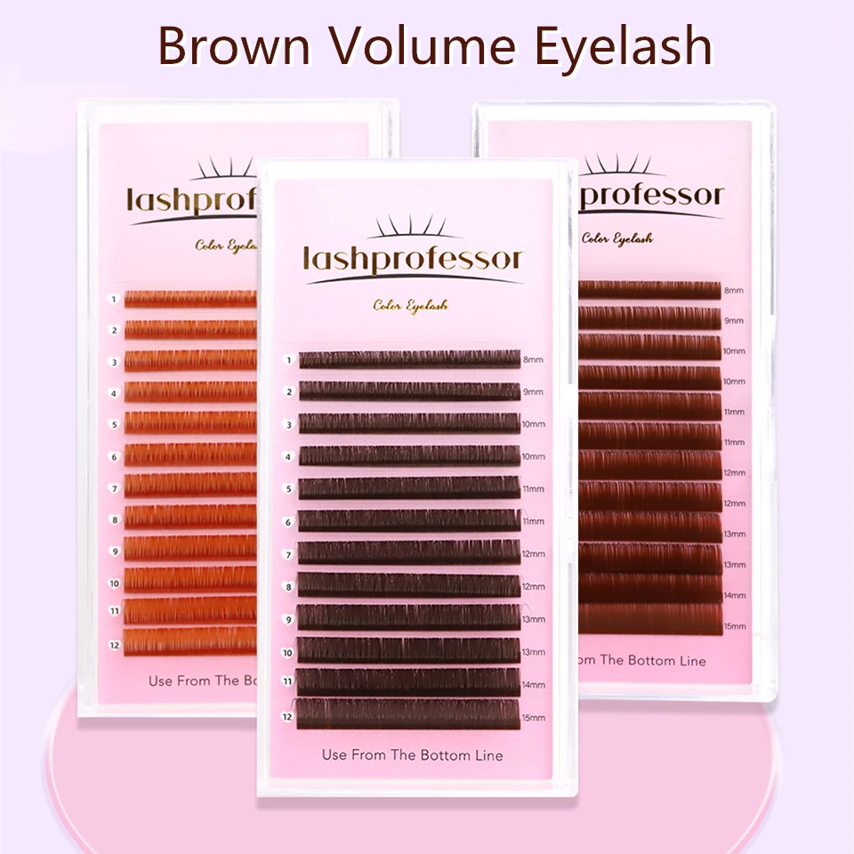 

False Mink Russian volume dark chocolate brown eyelash extension medium brown light brown individual lashes extension makeup
