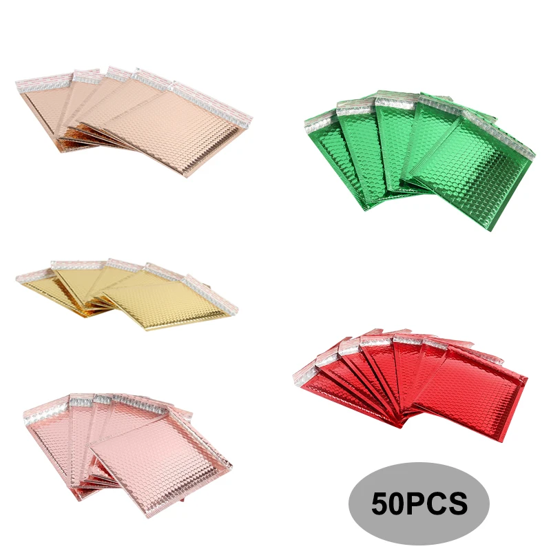 impermeavel-metallic-bubble-mailer-envelopes-acolchoados-auto-seal-strip-sacos-de-envio-rosa-rosa-ouro-50pcs