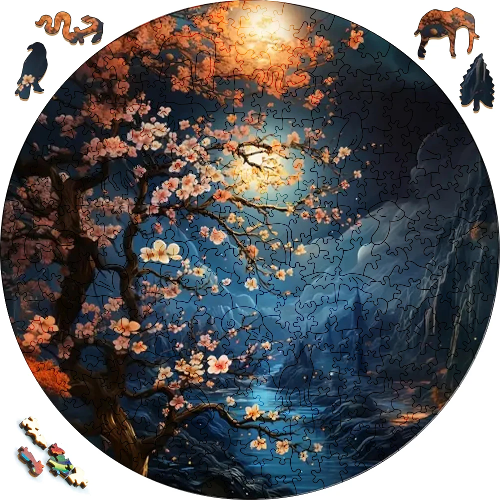 

Wooden puzzle Valley River Night Scenery Toys 3D Wood Jigsaw Puzzles Color Sorting Game Brain Teaser Secret Puzzle For Friends