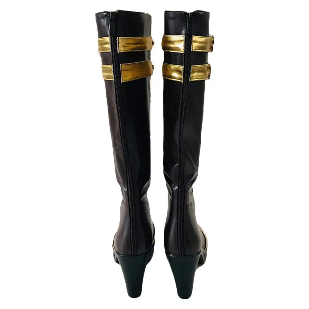 Caitlyn-Bottes noires de cosplay du shérif Piltover, chaussures de jeu LoL, déguisement pour femmes, accessoires de costume pour filles, chaussures pour femmes