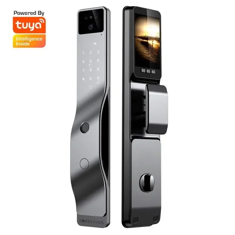 

NEWTuya APP Digital Fingerprint Face Recognition Lock with Camera Electric Digital Biometric Door Smart Lock