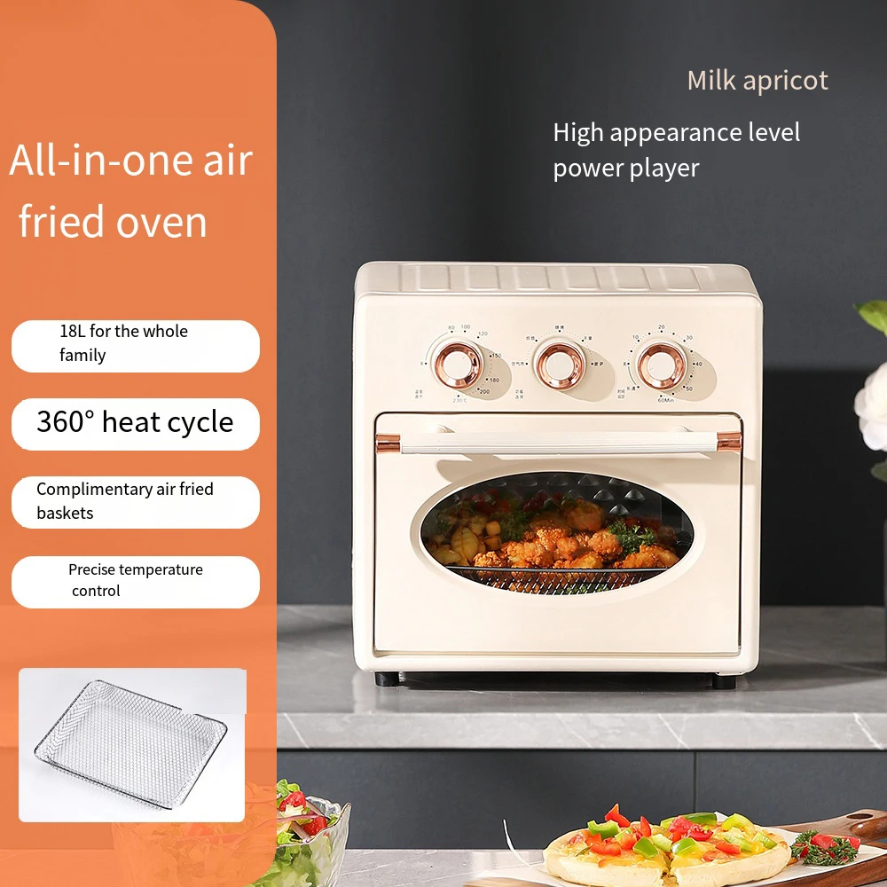 Household 1200W Electric Air Frying Oven Visible Window Multi-functional Kitchen Baking 18L Large Capacity All-in-one Machine