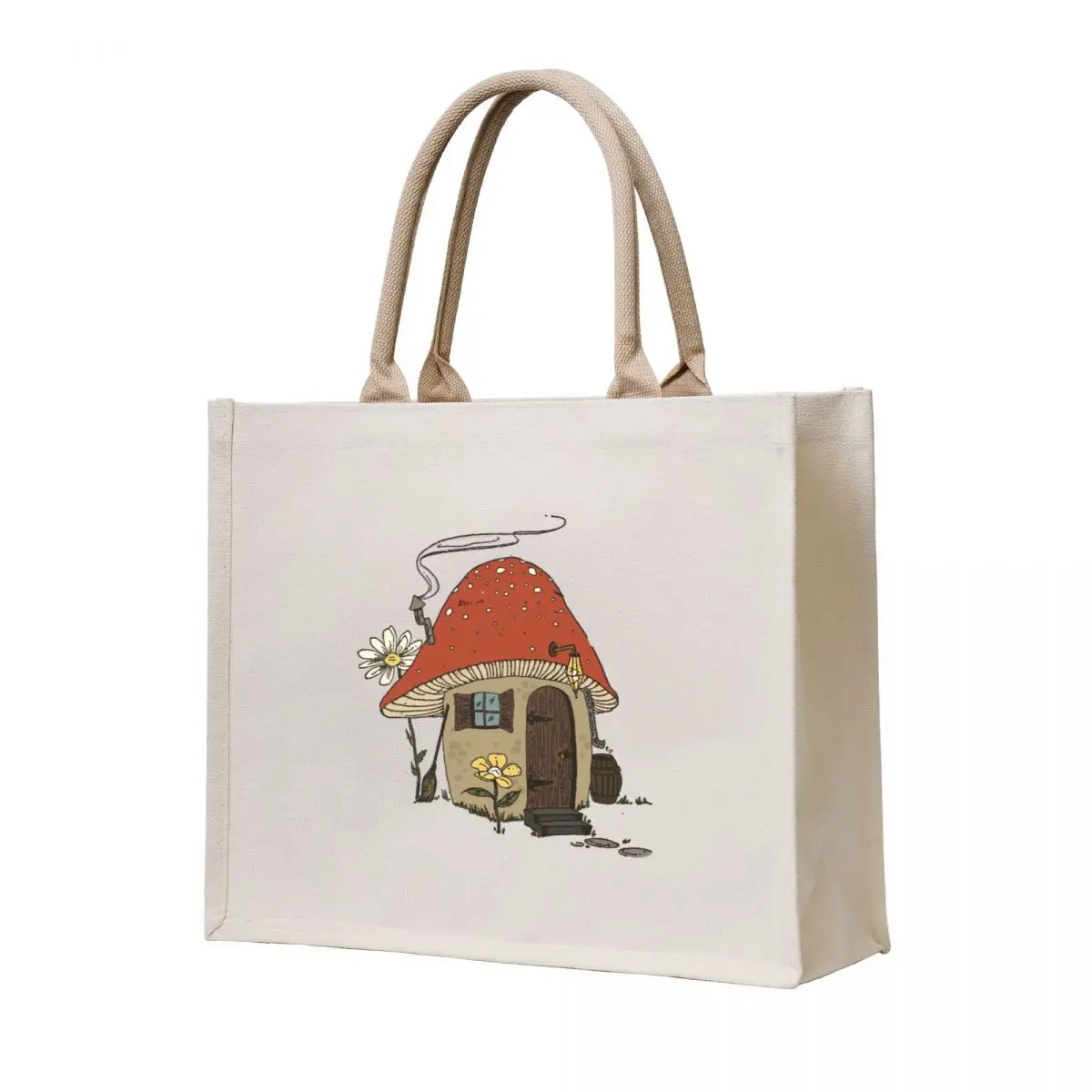 

Red Mushroom House in Cottagecore Aesthetic: Vintage Grunge Fairycore Mycology, Magic Psychedelic Witchcraft Hippie Tote Bag