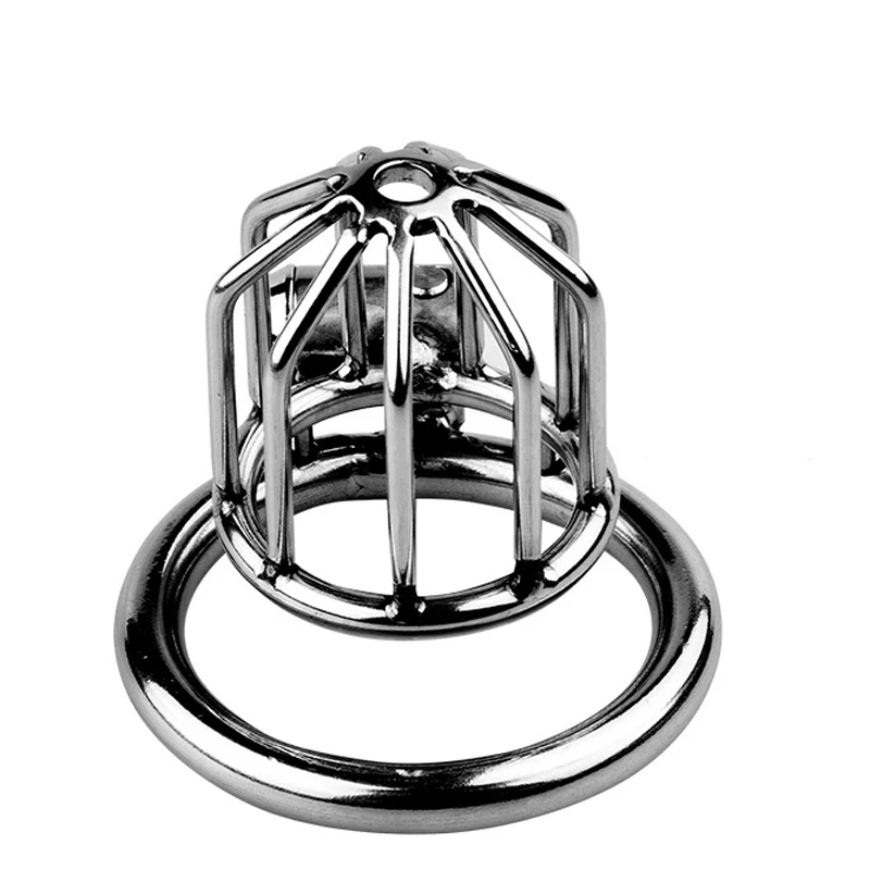 Man Metal Chastity Lock Bound to Prevent Cheating Penis Cage Wear it Outside Cock Cage with 3 Snap Ring Chastity Adult Supplies