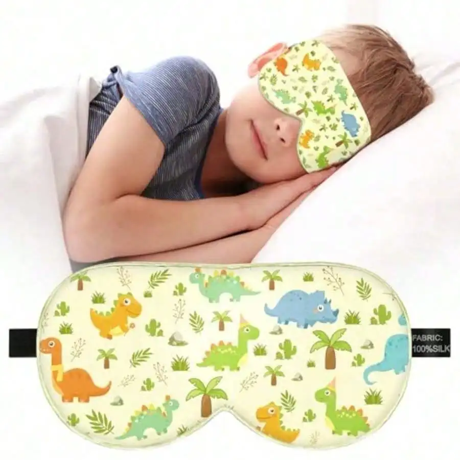 

Sleep Mask Eye Cover: 100% Real Natural Pure Silk Eye Mask With Adjustable Strap, Funny Blindfold Eye Mask For Sleeping, Soft And Lightweight Eye Shade For Boys Girls Teens Dinosaur Style