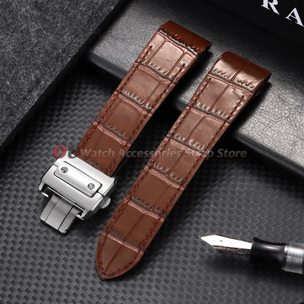 Für Cartier Uhrenarmband, Rindsleder-Uhrenarmband, 20 mm, 23 mm, für Santos 100-Serie, weiches Armband, Faltschließe, Herrenarmbänder – Detail 12