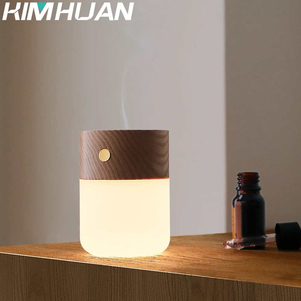 Modern Home Wooden Aromatherapy Sprayer Multi-function LED Night Light Durable Long-lasting Aroma Diffuser (Essential Oil Not I