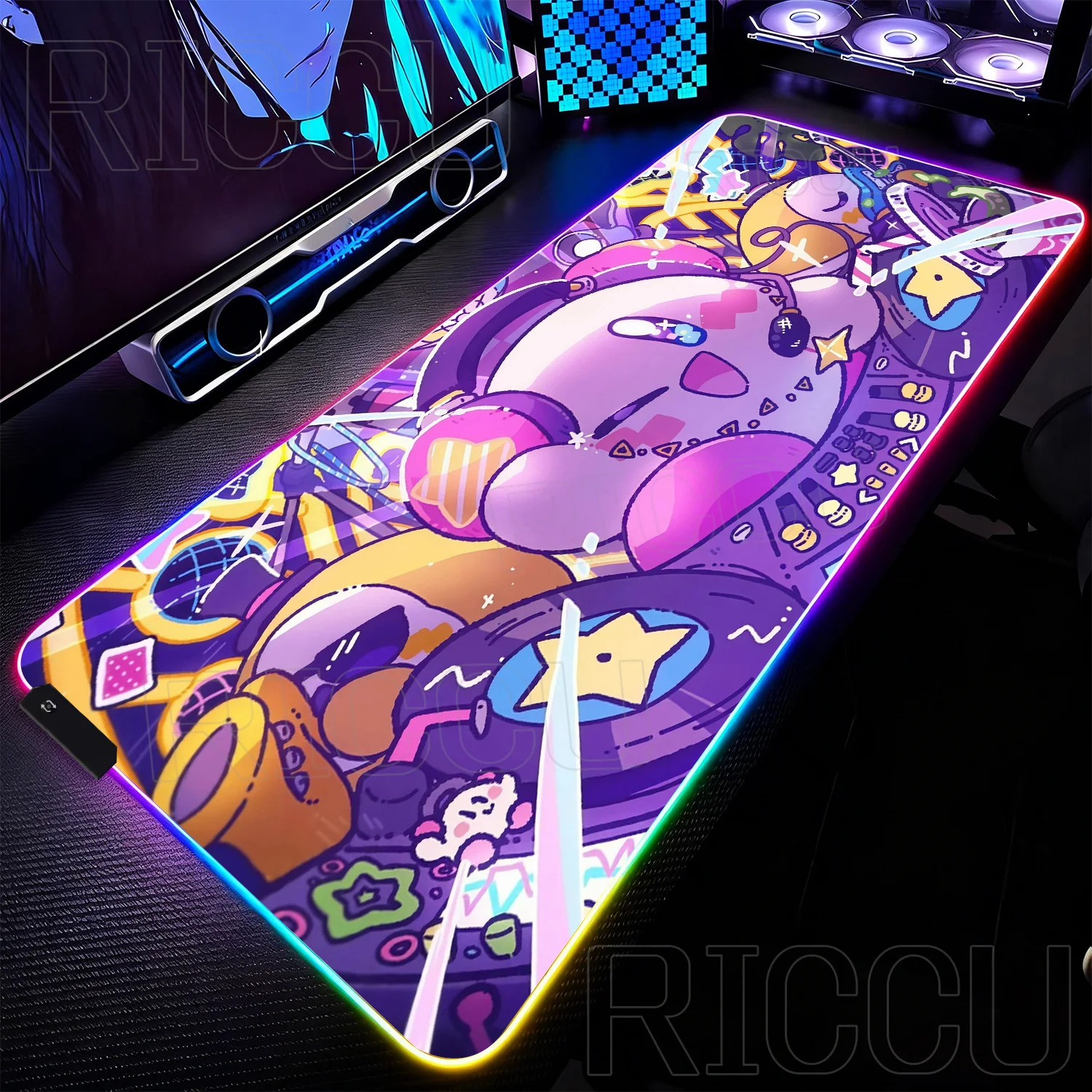 

RGB LED 400X900MM Mouse Pad Laptop Extended Pad Desk Computer Game Mouse pads Cartoon K-Kirbys PC Accessories Keyboard Desk mat