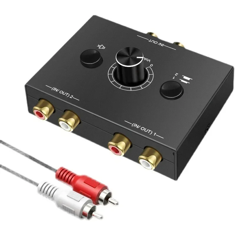 2X1/1X2 Rca Stereo Audio Bi-Directionele Verliesvrije Switcher Met Mute-Knop Draagbare L / R Stereo Audio Schakelaar Audio-Splitter