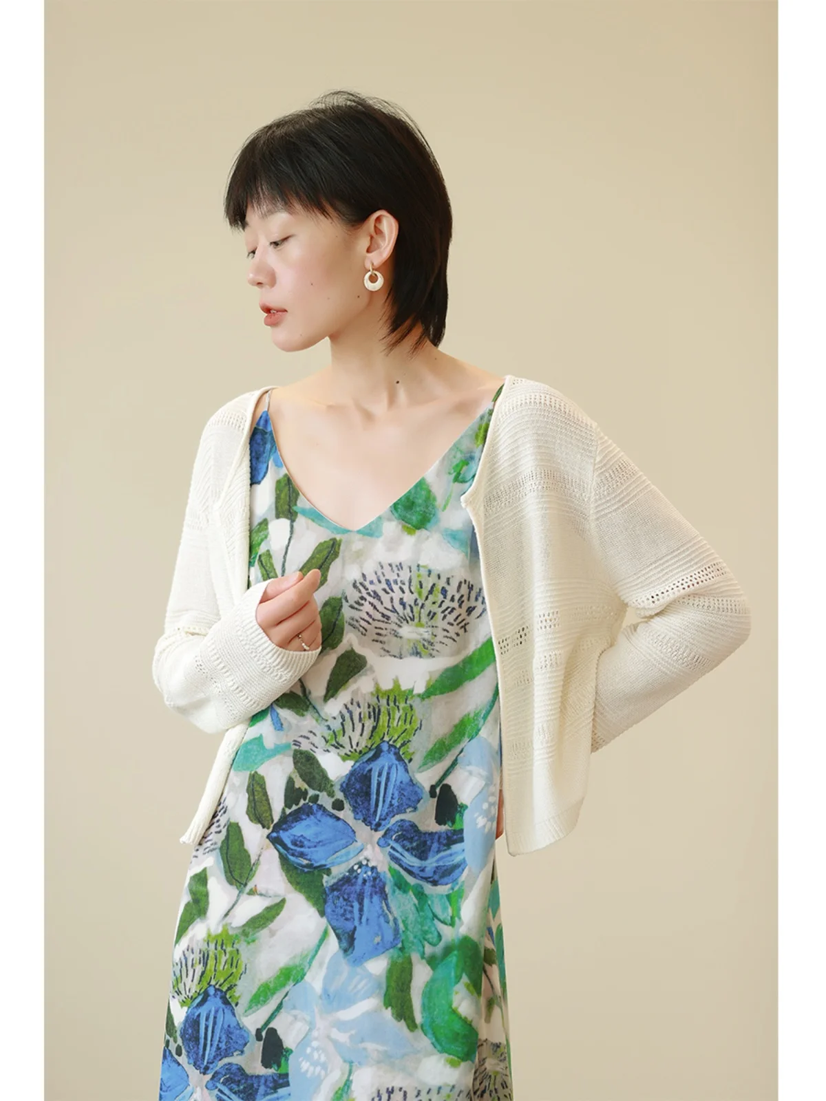 

Lightweight Breathable Paper Cotton Knitted Hollow out Cardigan Women's Summer New Style Sun Protection Air Conditioning Shirt