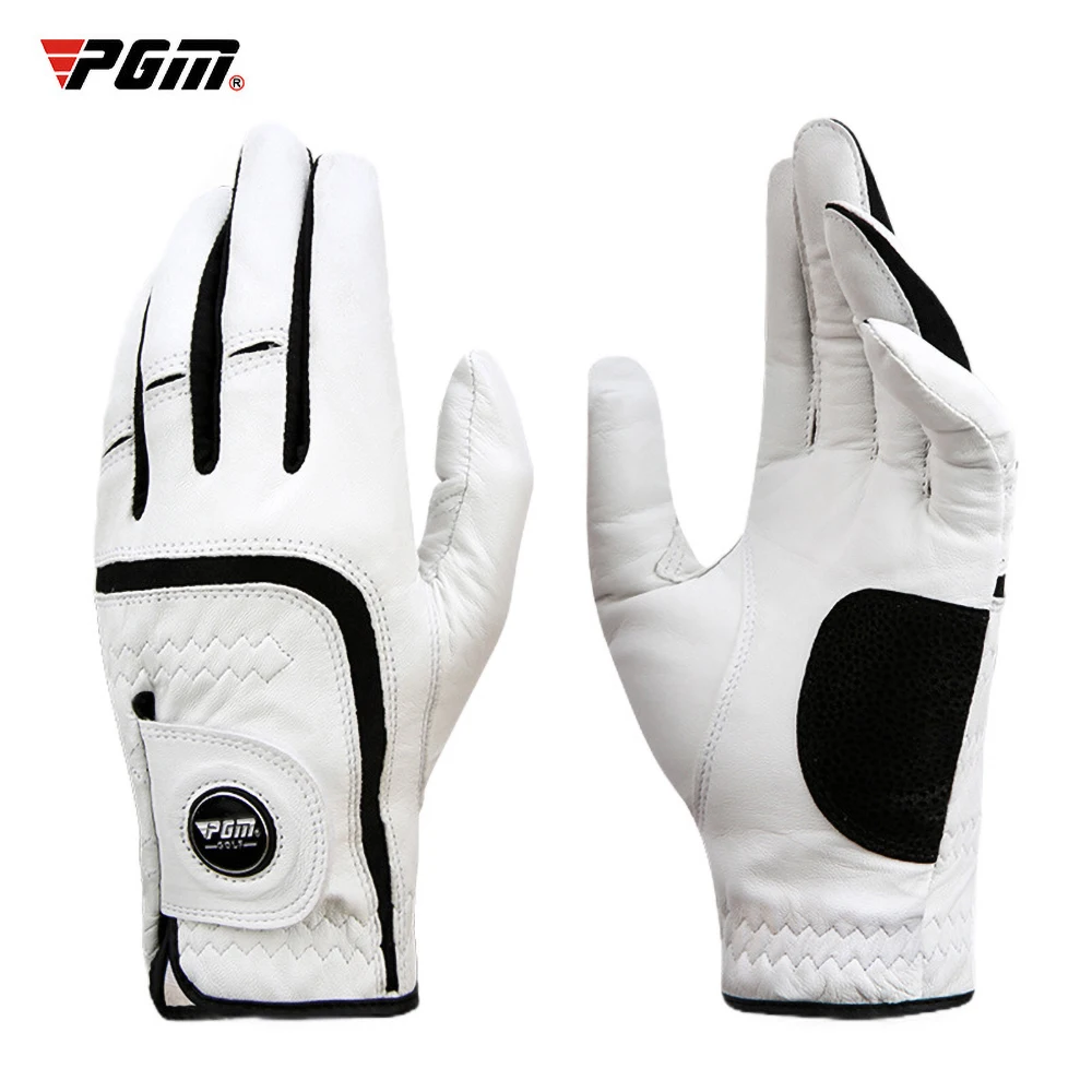 PGM 1 Pcs Golf Gloves Men Left Right Hand Genuine Lambskin Sheepskin Anti-skid Granules with Ball Marker Golf Glove Men