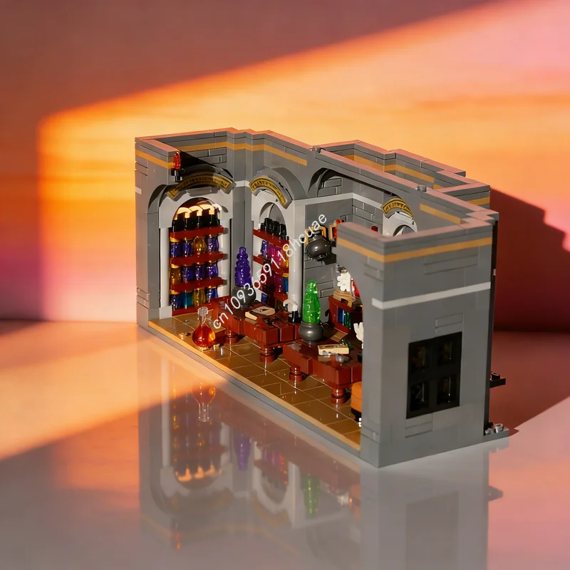 708 Piezas MOC Harry Potter, Bloques de Construcción del Aula de las Pociones Mágicas, Modelo de Arquitectura, Regalos de Navidad, Juguete DIY, Idea Creativa, Educación