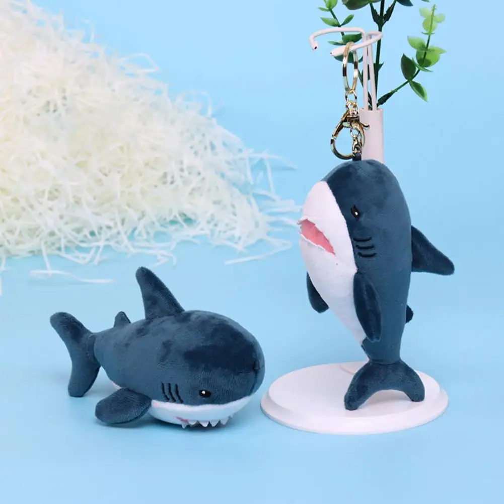 Key Holder Soft Cartoon Shark Shape Plush Creative Hanging Pendant for Bag Plush Toy Ornament Keyring Holder Jewelry Accessory