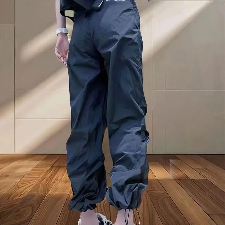 

Quick Dry Wide Leg Pants Women's Summer Thin Casual High Waist Loose Cuffed Loose Fit Trousers Korean Style Commute Wind