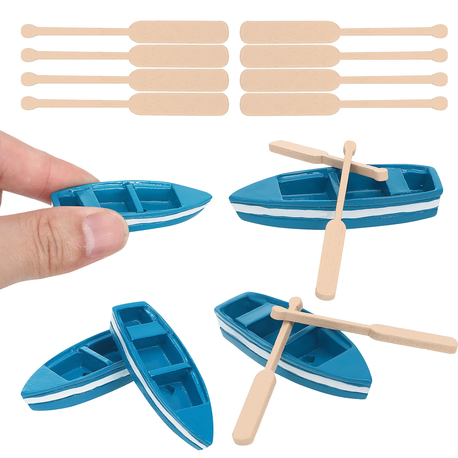 6 pièces Mini thème nautique océan chambre décor bateau bois rangée bateaux avec rames réaliste nautique décor à la maison table océan thème