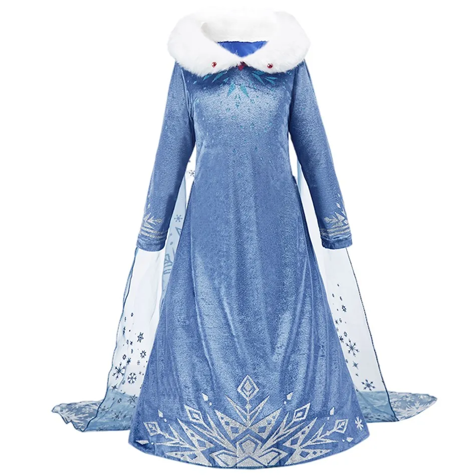 Children Elsa Dress Up As Vestidos Little Girl Princess Costume for Childrens Autumn Winter Snowflake Halloween Carnival Costume