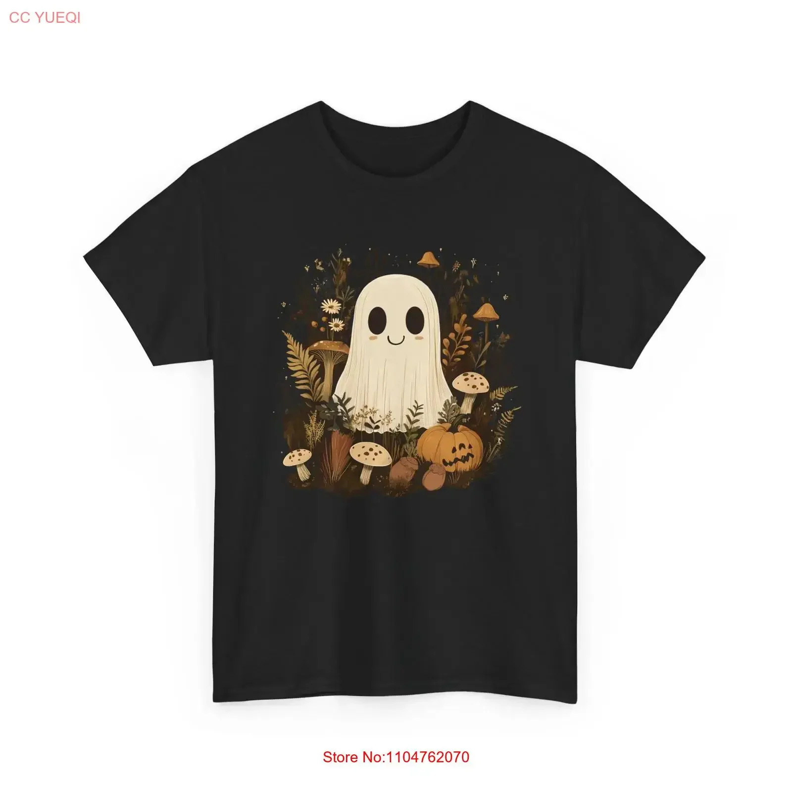 Spooky Ghost T Shirt Creepy Haunted Perfect Halloween vintage Washed Stretched streetwear Comfortable Casual Slightly
