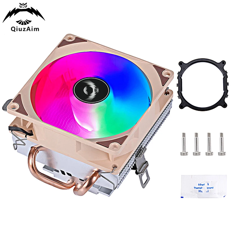 QiuzAim Computer X79 X99 Processor Cooler  PC Air-cooled 2 Heat Pipe CPU Cooling Fan Installing LGA2011 e5 2066 AMD AM3 AM4 AM5