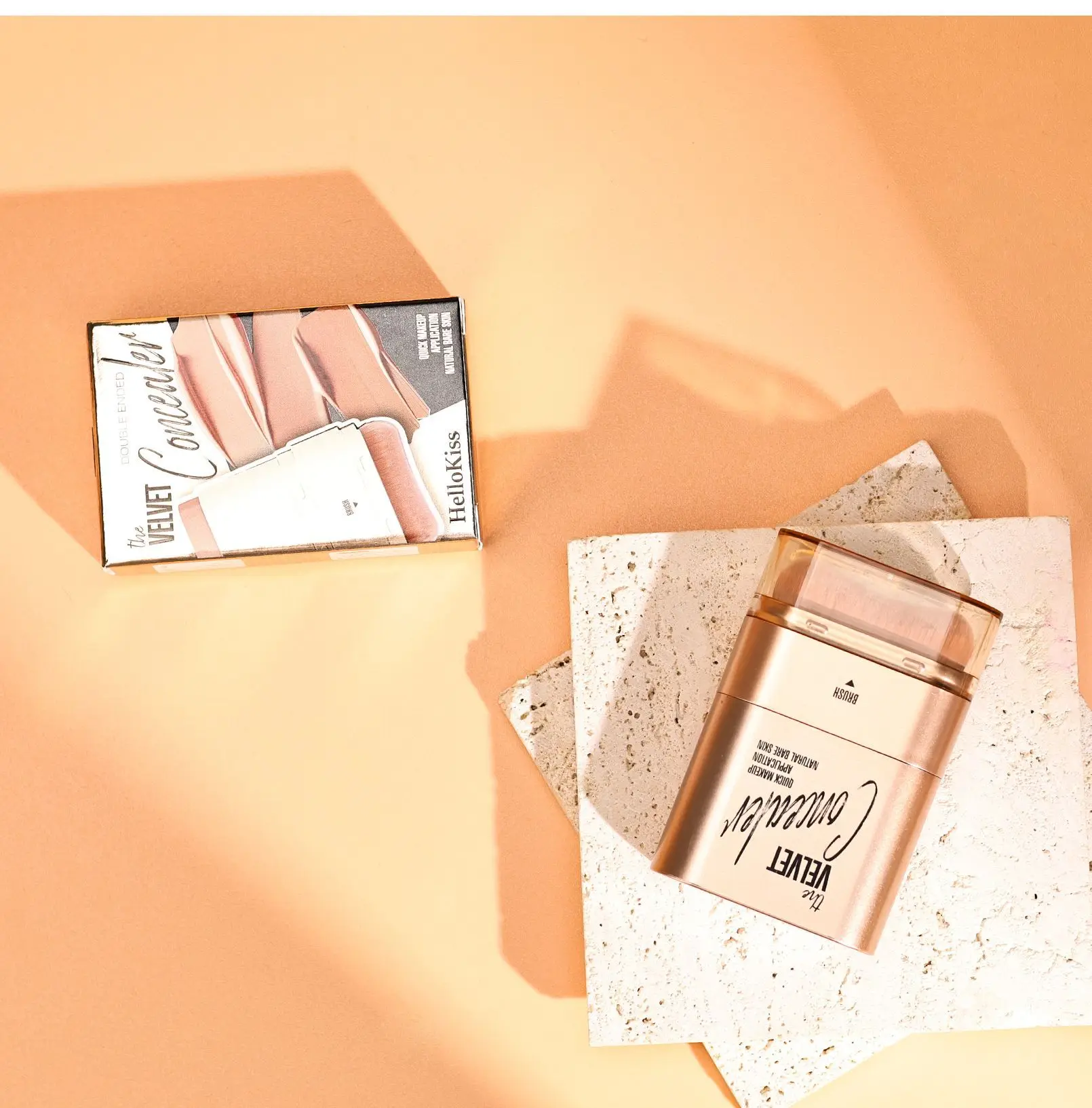 Two-In-One Dual-Ended Concealer Stick with M-Shaped Makeup Brush, Covers Spots and Acne Marks, Natural and Long-Lasting, Available in 4 Colors
