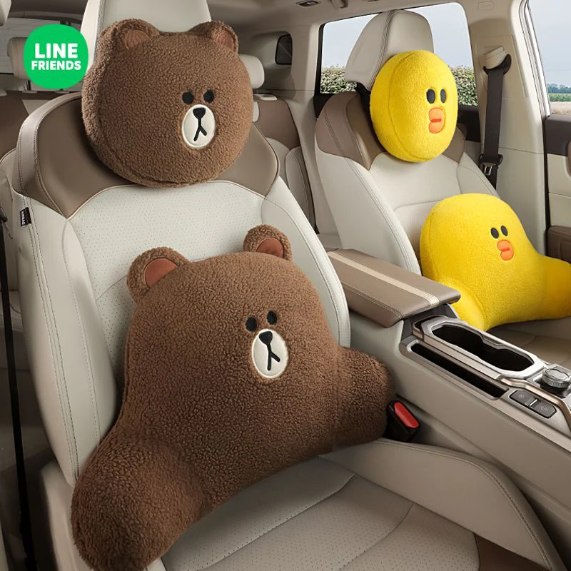 

Linefriends Brown Car Headrest Waist Memory Foam Cute Neck Pillow Interior Decorations Gifts Collection