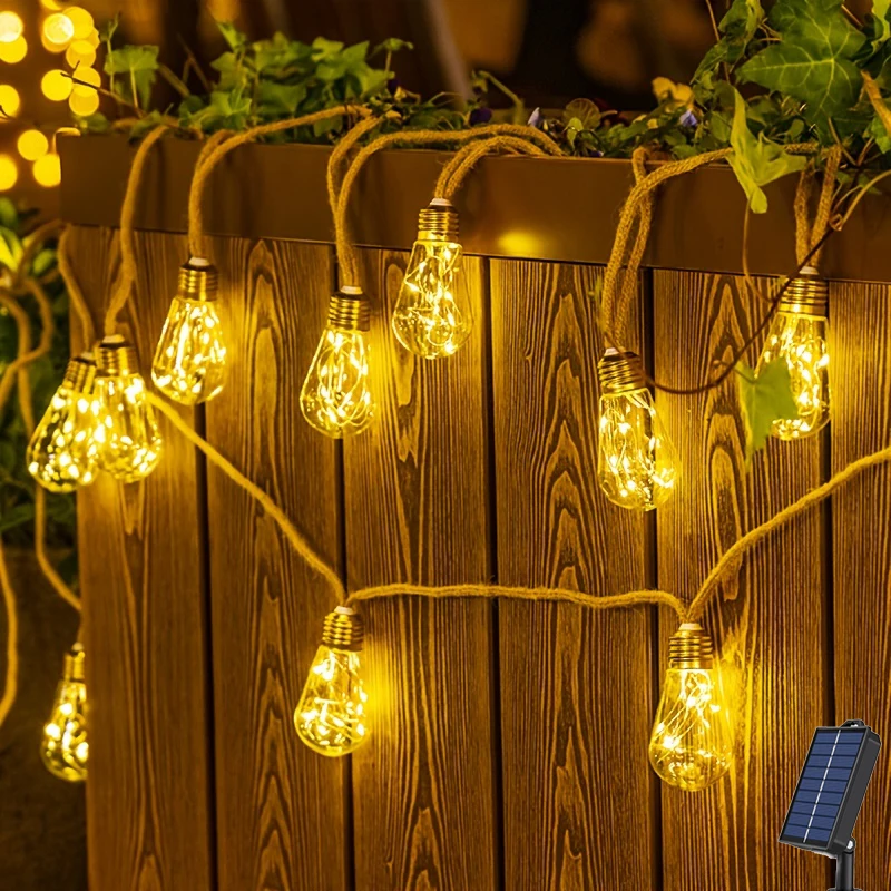 

Solar Bulb String Light Waterproof 8 Modes Outdoor Fairy Light Solar Powered Patio Lamp for Garden Fence Balcony Chritsmas Tree