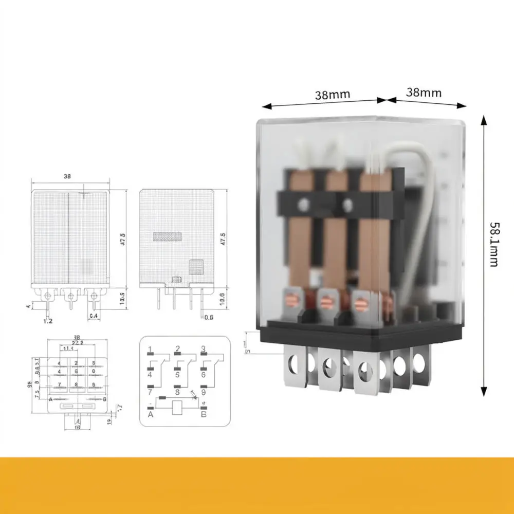 Industrial Grade Power Relay 30A High Current 11 Pin Plug In Module For Electrical Control Systems Automation Machine Parts