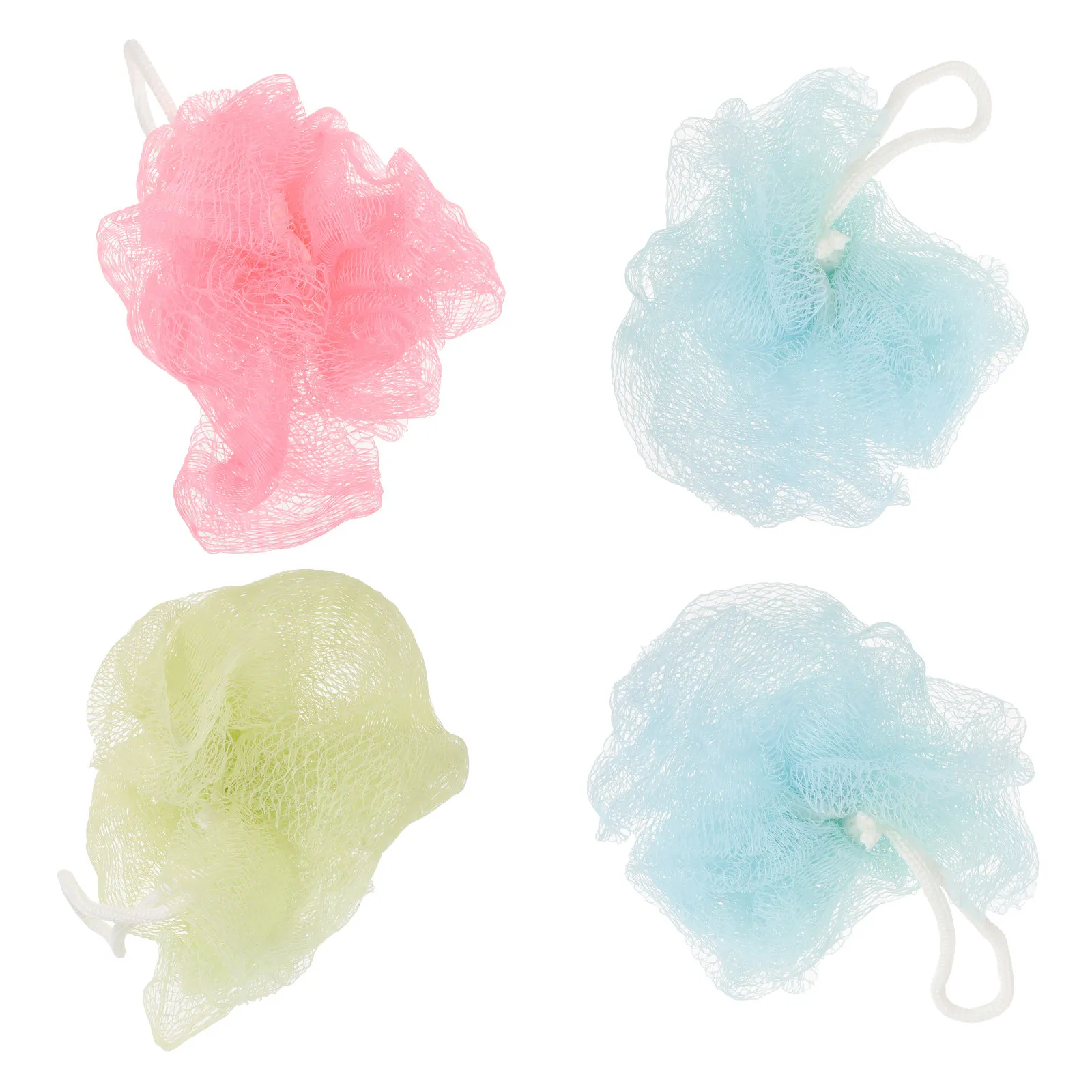 

4Pcs Bath Loofahs Mesh Pouf Shower Sponge Recyclable Material Exfoliate Cleansing Soft Skin Balding Relax Bath Ball Hanging