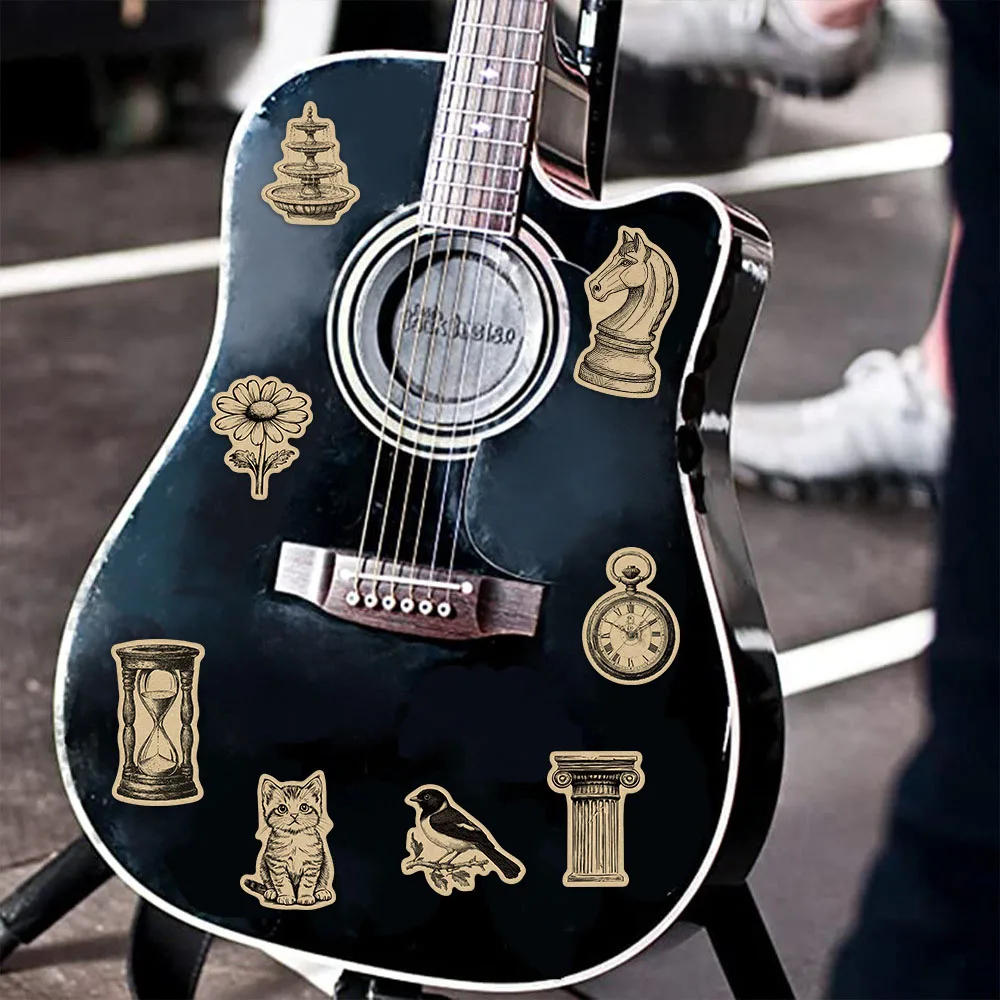 50PCS Retro Kraft Paper Graffiti Cartoon Stickers DIY Decorative Phone Cases Notebook Water Cups Waterproof Stickers