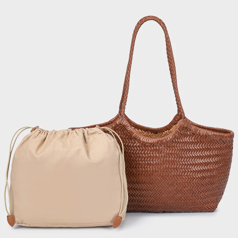 

split leather pure handmade vegetable basket bag 2025 new vintage vacation beach bag fashion ladies hand-held shoulder tote bag